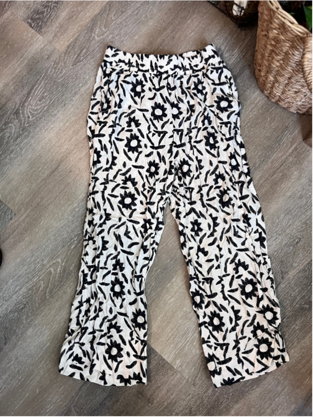 Women's Christian Siriano New York M Wide Leg Pants White Black